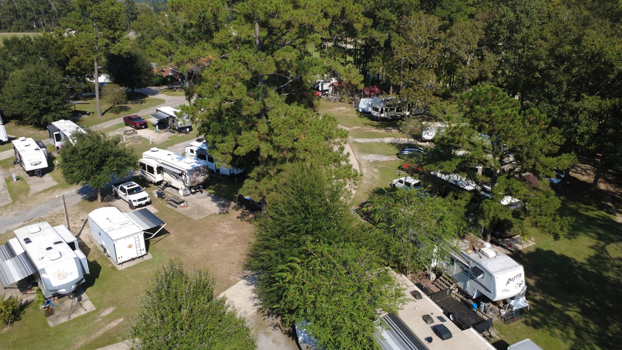 Aerial of shaded RV sites
